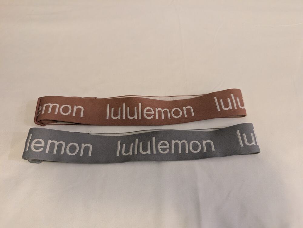 Lululemon Hold Your Own Headband 2 Pack Pink Blue Wide Adjustable Velvet Grip